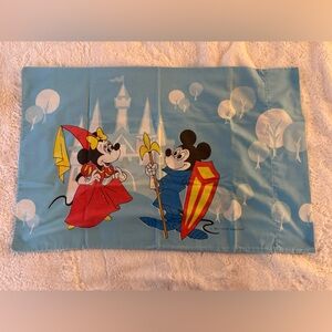 Vintage Disney Mickey Minnie Pillowcase Castle Blue